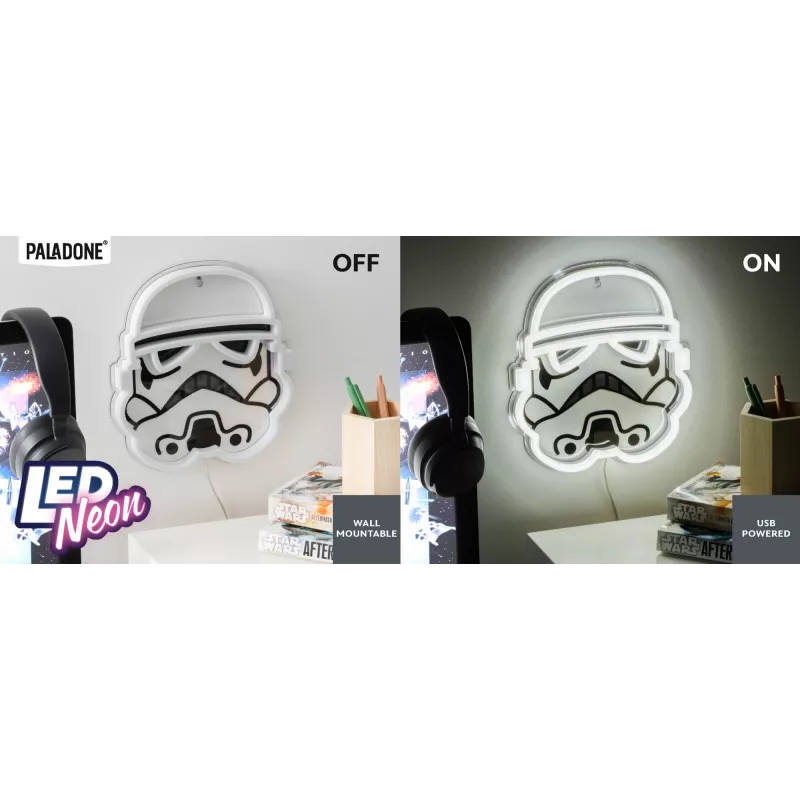 Wall-mountable LED neon light Paladone Stormtrooper model PP14595SWVN, decorative Star Wars lighting