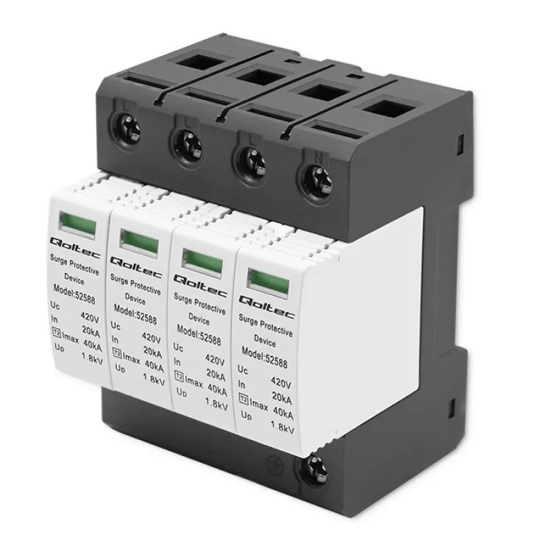 Surge protector QOLTEC 52588 AC 4P 420V T2 C — 4-pole AC surge arrester, 420 V, Type 2