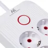 Power strip MACLEAN MCE391 W — 6 sockets, 4×USB-A + 1×USB-C, 3 m cable, 110–240V, 2500W, white