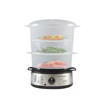 Steam Cooker Beper BC.250 3 Baskets Countertop 800 W Stainless Steel
