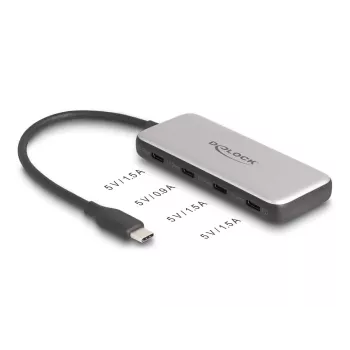 DeLOCK 64261 USB 3.2 Gen 1 Type-C Hub 10000 Mbit/s Black Grey