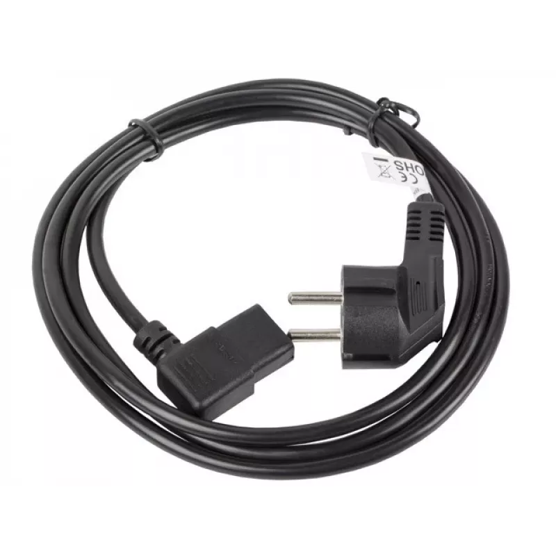 Power cable LANBERG CA-C13C-12CC-0018-BK, 2 m, C13 coupler to CEE7/7, black, angled C13