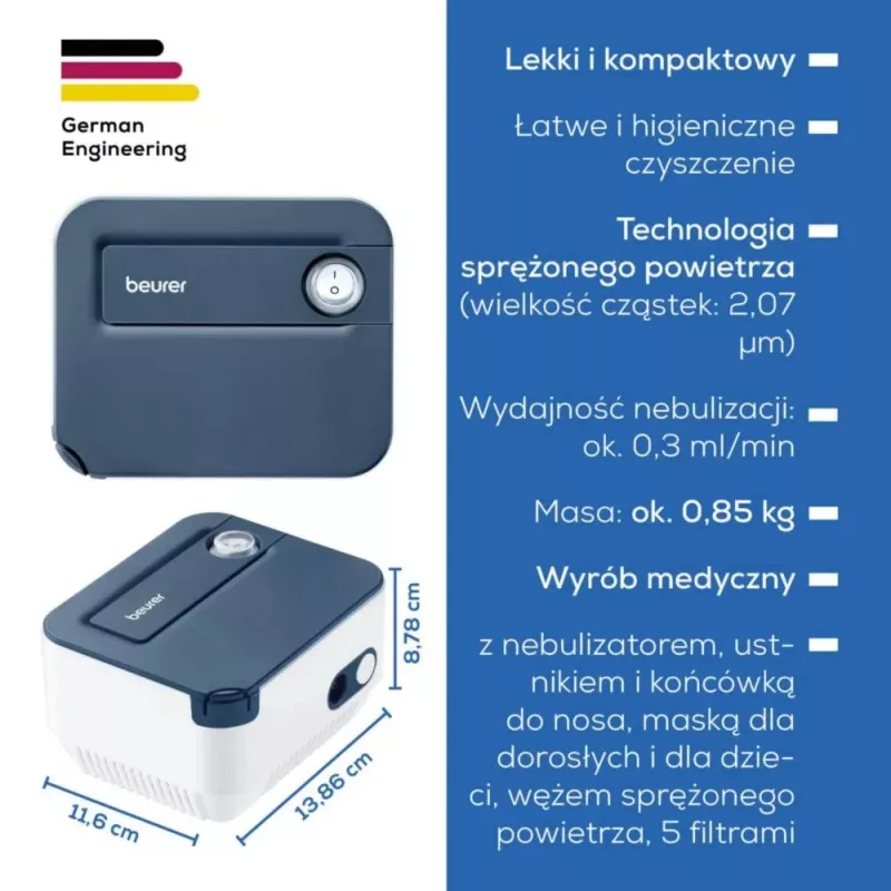 Portable inhaler Beurer IH16 nebulizer for asthma and respiratory therapy