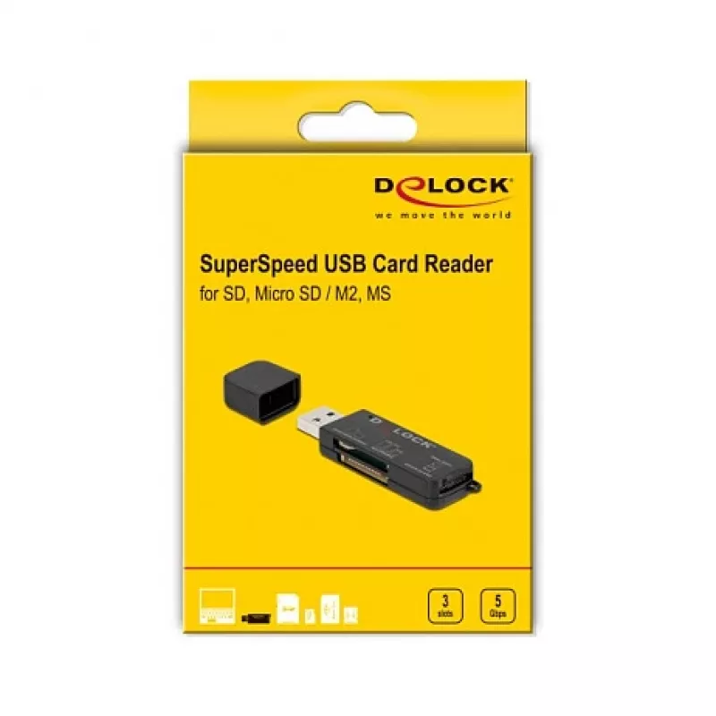 Card Reader DeLOCK SuperSpeed USB for SD Micro SD MS