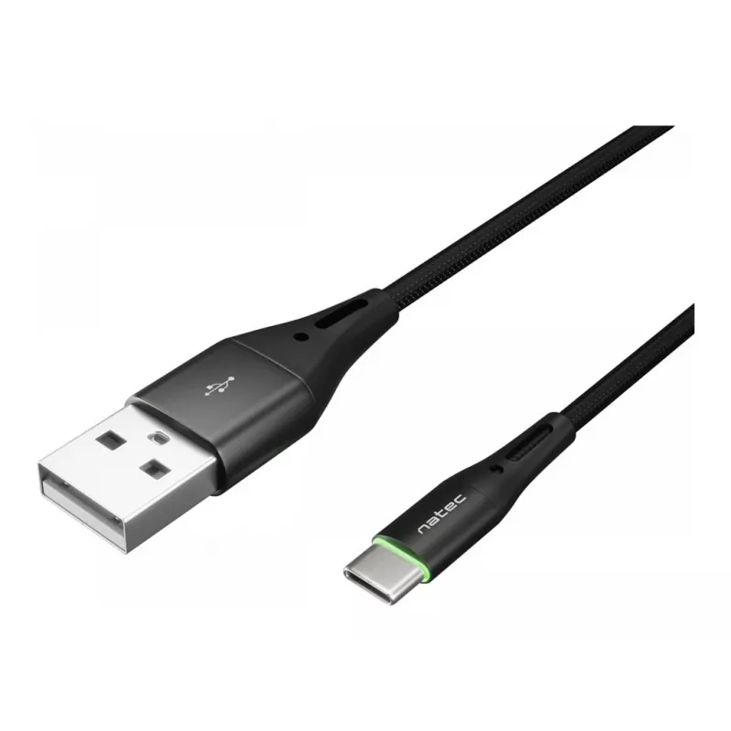 NATEC Cable USB-C/A 2.0 1m prati led black nylon