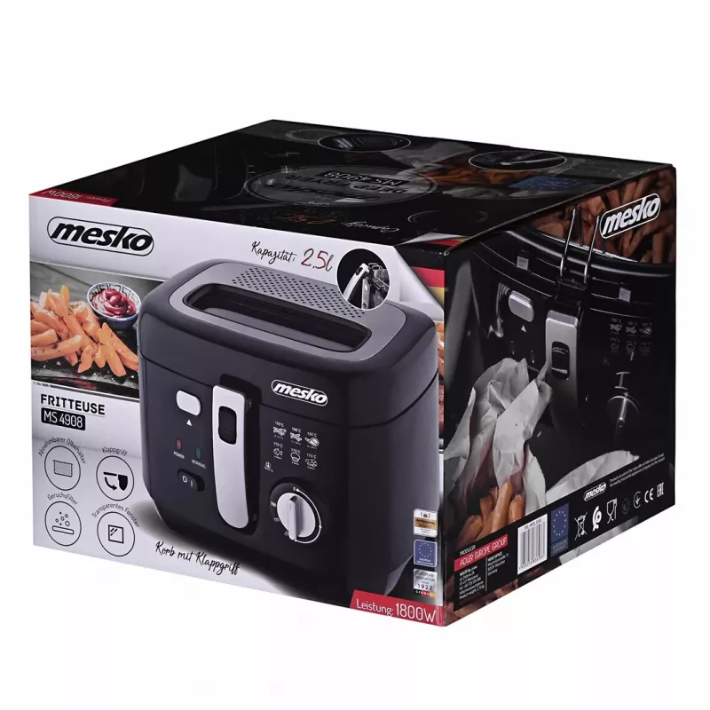 Deep fryer Mesko Home MS 4908 Single 2.5 L 1800 W Black Grey