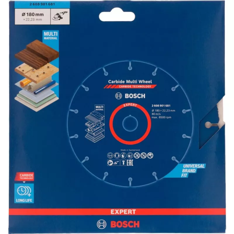 Cutting Disc Bosch EXPERT Carbide MultiWheel 180 mm Ø, Bore 22.23 mm