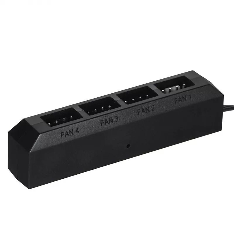 Fan hub DeepCool FH-04 — 20‑pin ATX to 4× 3‑pin Molex, 0.55 m cable, black