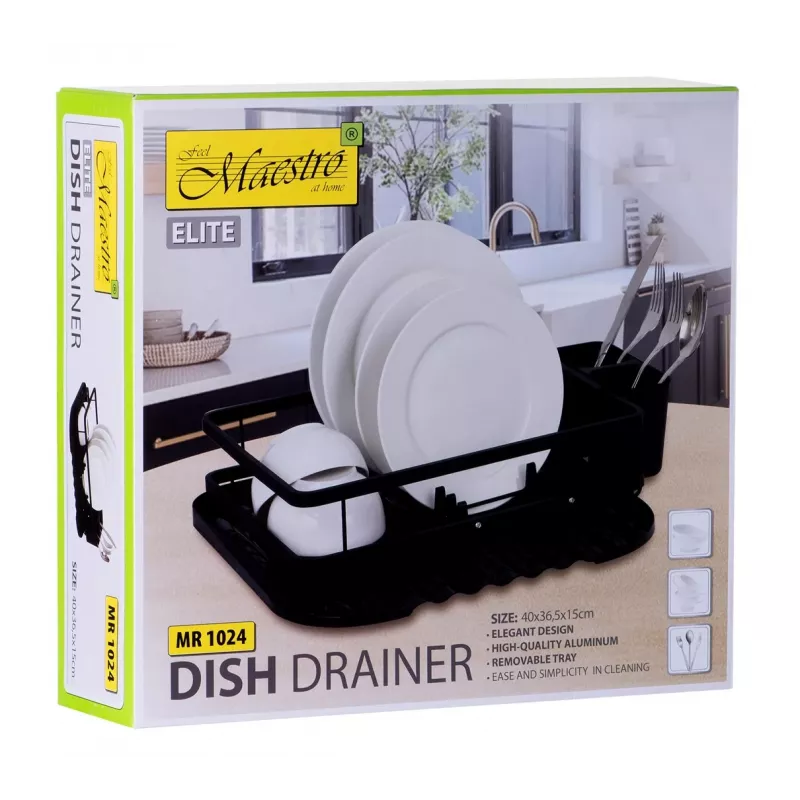 Dish drying rack Maestro MR-1024, 40 cm, aluminium frame, single construction, drip tray