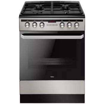 Electric-gas cooker AMICA 58468 with 4 burners, stainless steel, energy class A