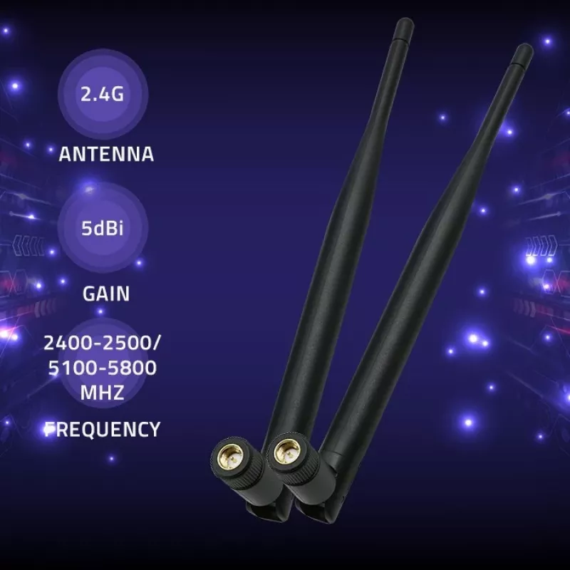 Indoor Wi‑Fi antenna QOLTEC 57046, dual‑band 2.4–2.5 GHz & 5.1–5.8 GHz, 5 dBi, 50 Ω