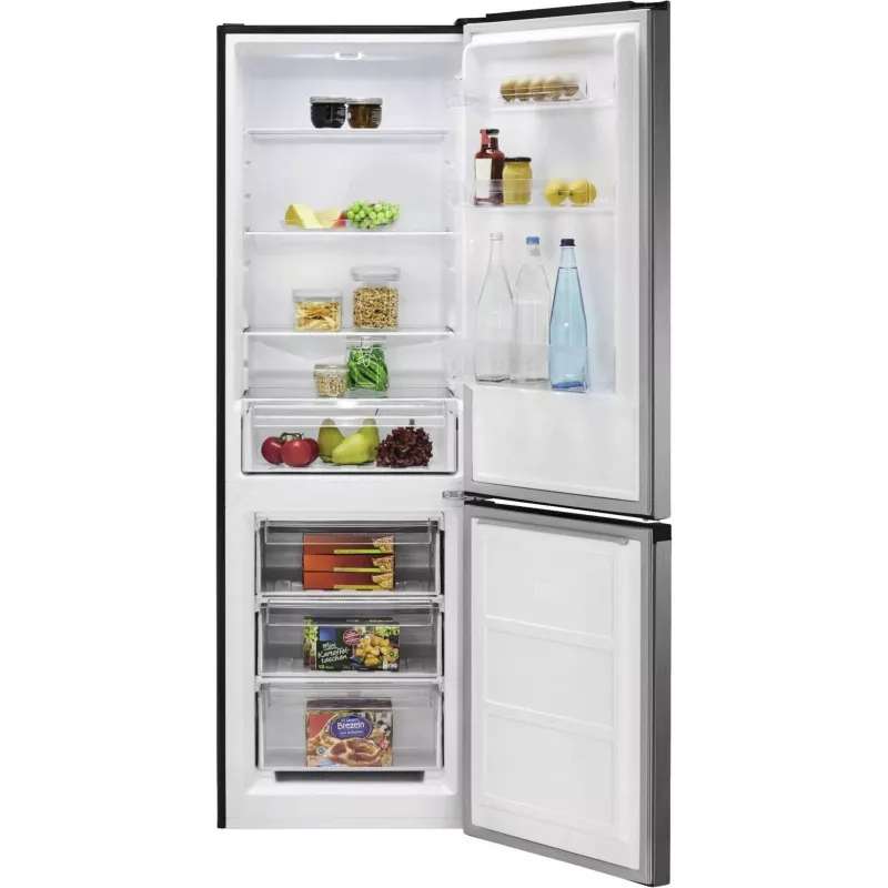 Freestanding fridge BOMANN KG 7357, 315 L total (219 L fridge, 96 L freezer), stainless steel, LED light, 40 dB