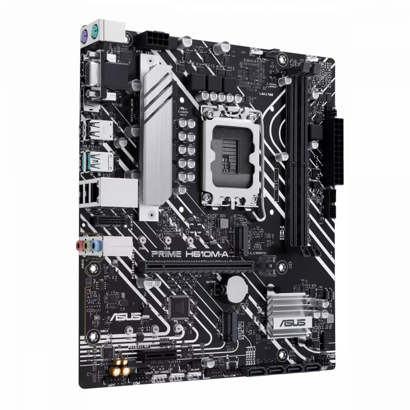 ASUS PRIME H610M-A R2.0 | Processor family Intel | Processor socket LGA1700 | Supported hard disk drive interfaces M.2, SATA | Number of SATA connectors 4