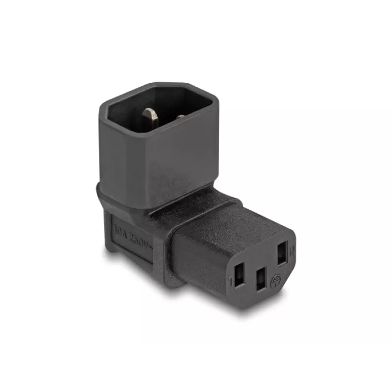 DeLOCK Netzadapter IEC 60320 C14 to C13 Plug Socket 10 A 90° Black 80472