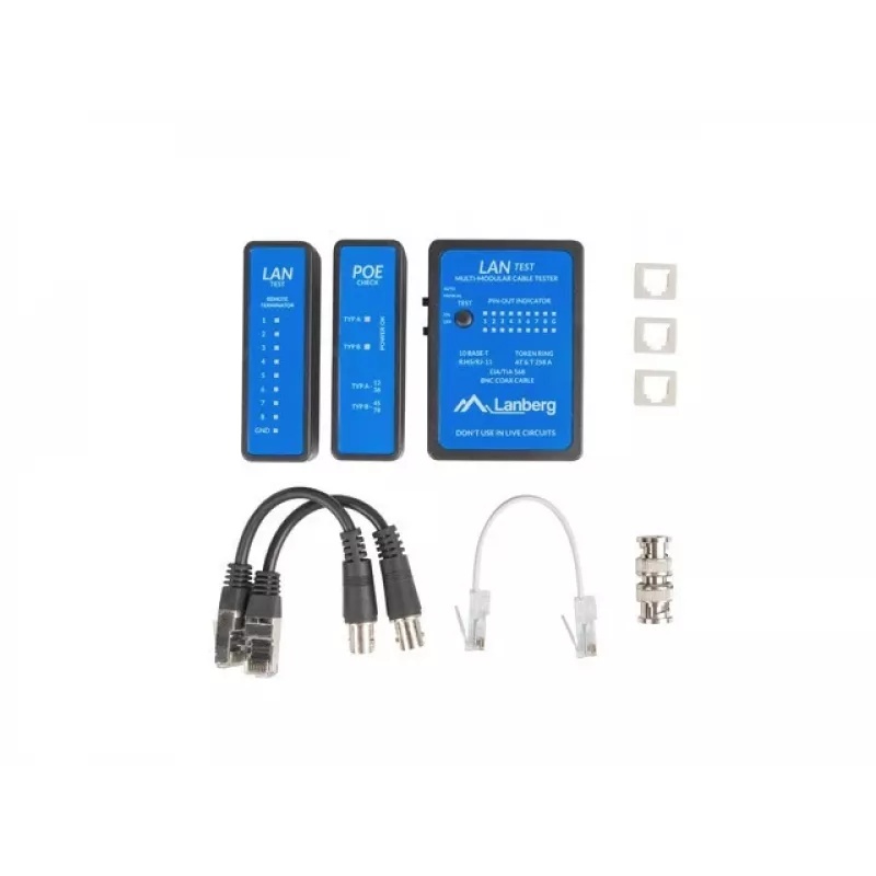 Network Cable Tester Lanberg NT-0404 PoE Tester Black Blue