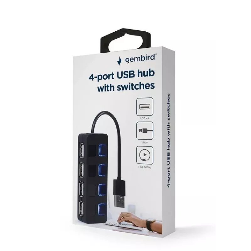 USB 2.0 interface hub Gembird UHB-U2P4-05 with 4 USB ports