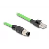 Network Cable DeLOCK M12 Cable A-coded 8 pin male to RJ45 male PUR (TPU) 1 m