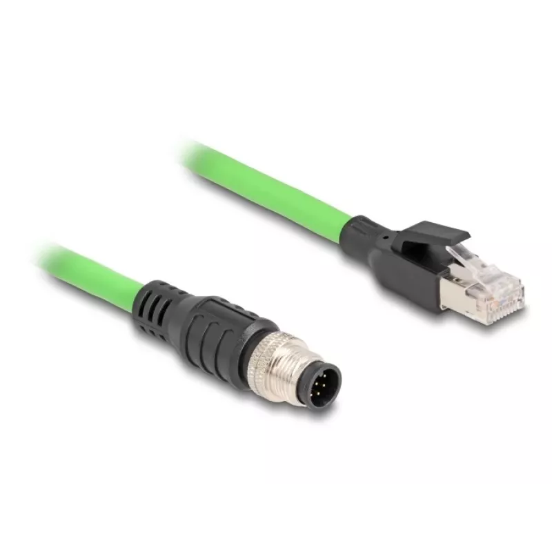 Network Cable DeLOCK M12 Cable A-coded 8 pin male to RJ45 male PUR (TPU) 1 m