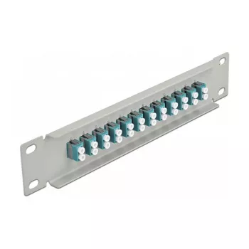 Fiber Optic Patch Panel DeLOCK 10 inch 12 Port LC Duplex Aqua 1U Grey