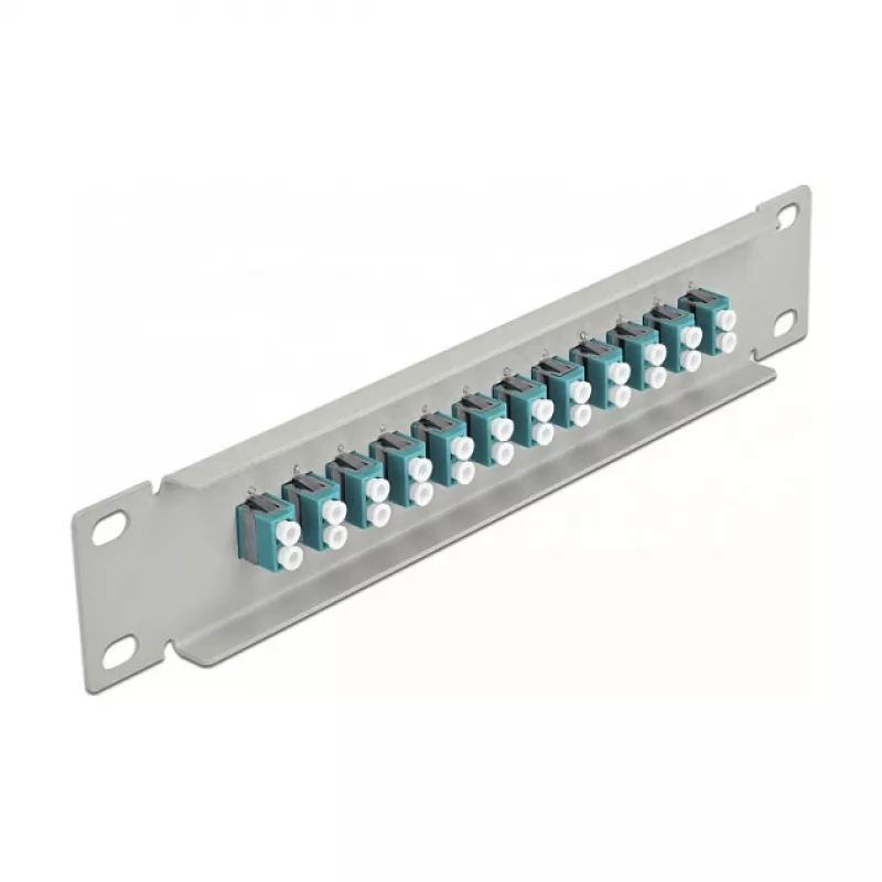 Fiber Optic Patch Panel DeLOCK 10 inch 12 Port LC Duplex Aqua 1U Grey