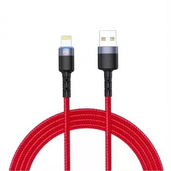 USB to Lightning data cable Tellur, 3A, 1.2 m, LED indicator, red