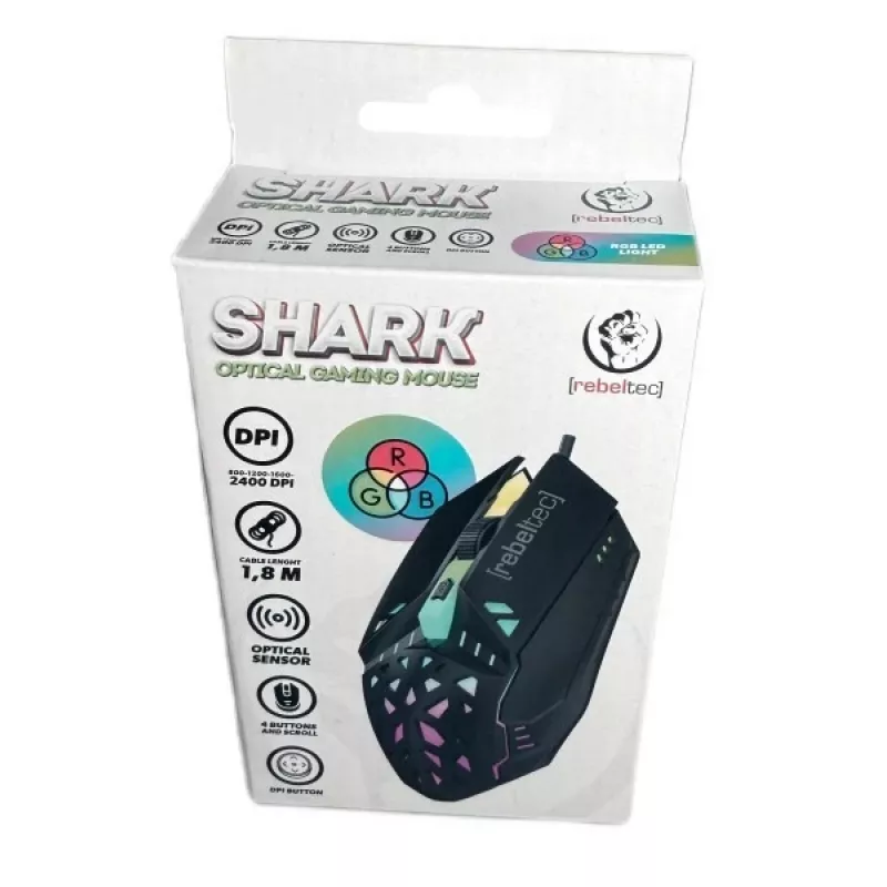 Wired gaming mouse Rebeltec SHARK — ergonomic design, optical sensor