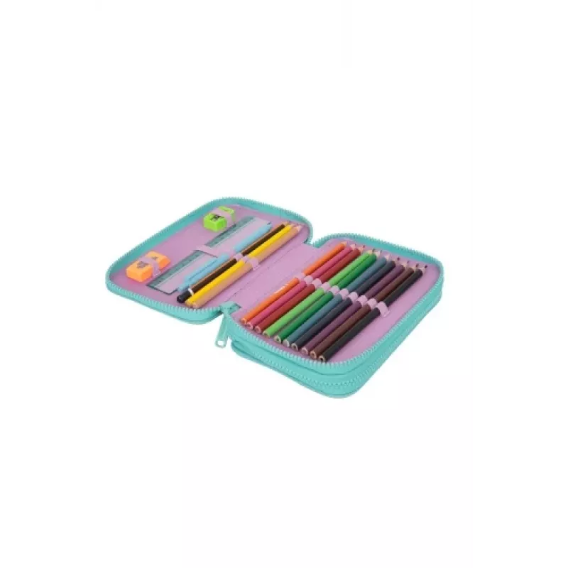 Pencil case cool pack Jumper 2 — double-decker compartment design, zip closure, fabric finish