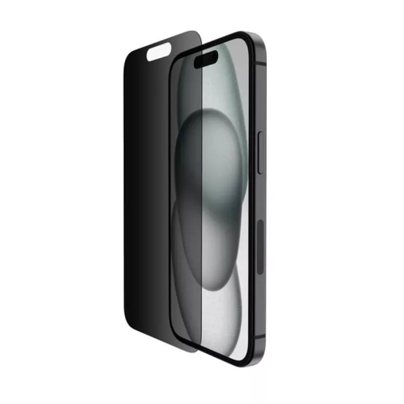 Belkin ScreenForce Pro - Bildschirmschutz for Handy - 2,5D - Glass - with Sichtschutzfilter - Glass - for Apple iPhone 14 Pro, 15 (OVA147ZZ)