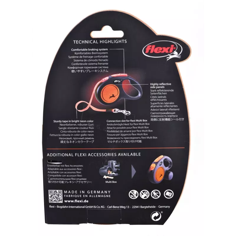 FLEXI New Neon S - retractable leash - 5 m