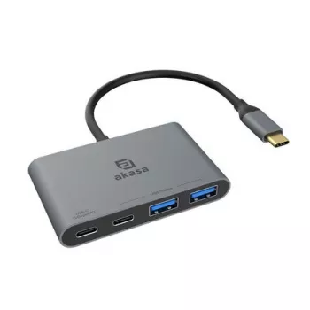 Akasa 4 Port USB-C USB 3.2 Gen 2 Multiport Hub mit Stecker Schnellladeport - Kabel - Digital/Daten