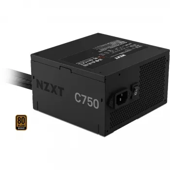 Power supply NZXT C750 Bronze 750 W, 24-pin ATX, 80 PLUS Bronze, 120 mm fan, Black