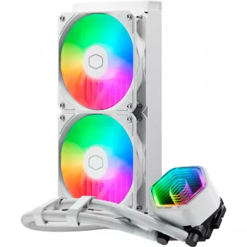 Liquid CPU cooler Cooler Master MasterLiquid 240 Core II White — 240 mm, 2x 120 mm fans (650–1750 RPM), sleeve bearing