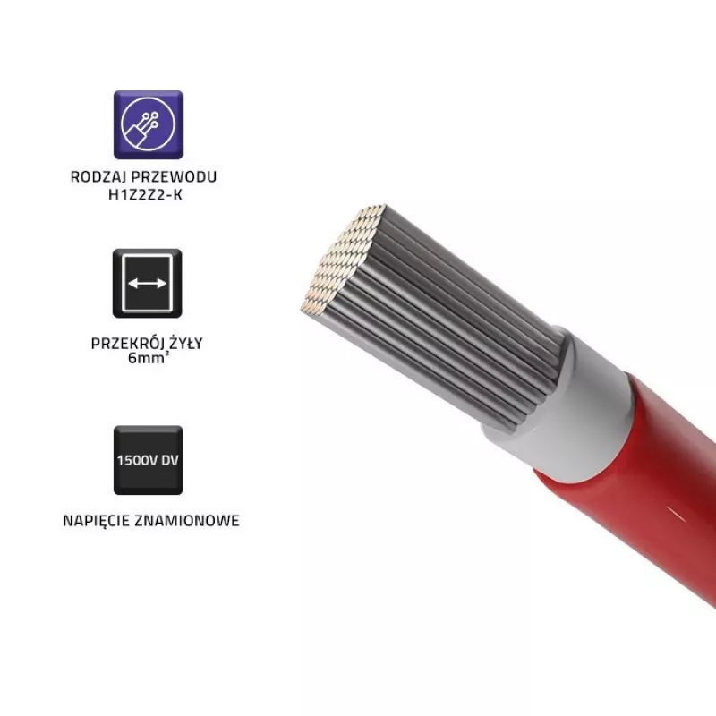 Solar cable QOLTEC 53852 6 mm², 100 m roll, red