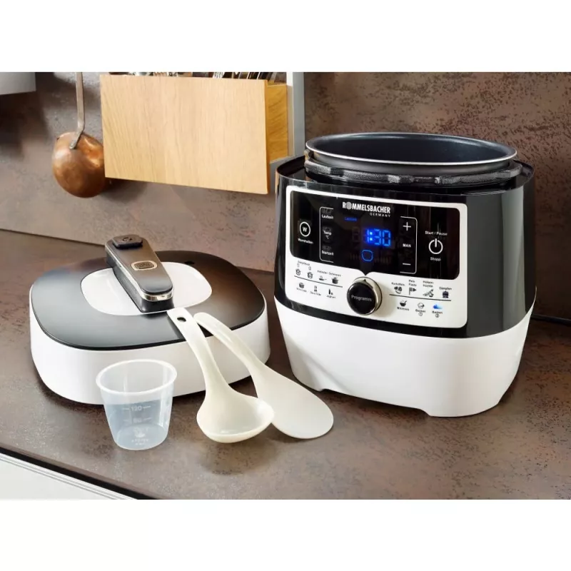 Electric pressure cooker Rommelsbacher MD 1000 – 4 L, 1000 W, 14 programs, white/black