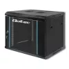 Qoltec 54463 19-Inch Rack Cabinet 9U 600x500x450 mm Wall-Mount Steel Enclosure with Glass Door, Black