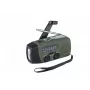 Emergency radio FOSCO 464600 with LED torch, power bank, FM, IPX3, solar/manual/USB-C — green/black
