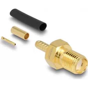 Connector SMA female crimp DELOCK 91783 for coaxial RG‑174/RG‑316 with heat‑shrink sleeve