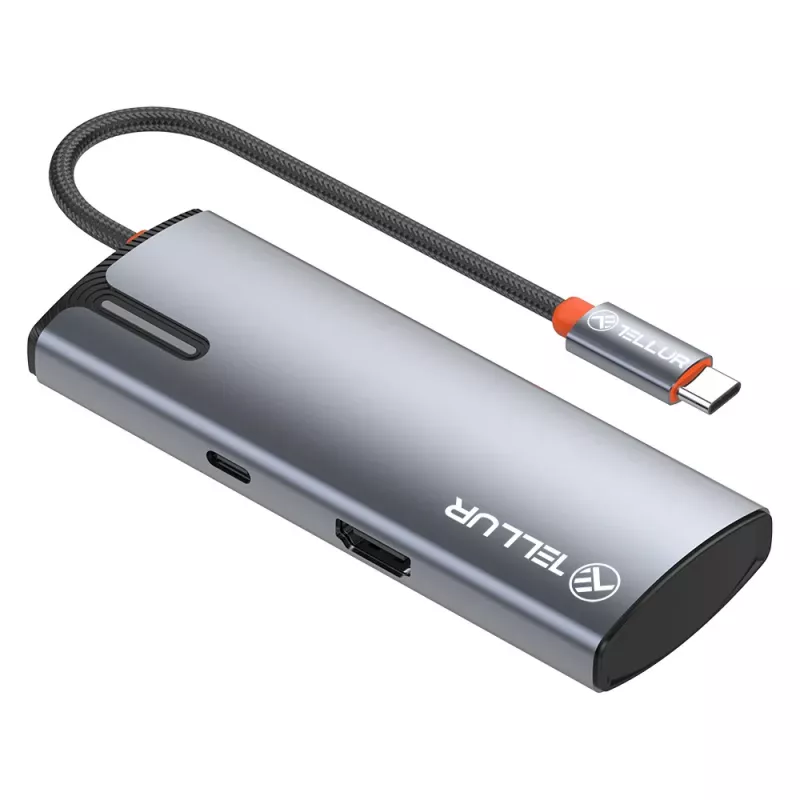 USB-C hub Tellur TLL321061 with PD 3.0 100W, HDMI output and 3× USB 3.0 ports