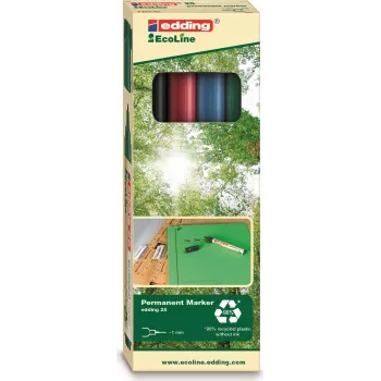 EDDING EcoLine 25 - Black - Blue - Green - Red - Round Tip - Multicolour - Plastic - 1 mm - Multi