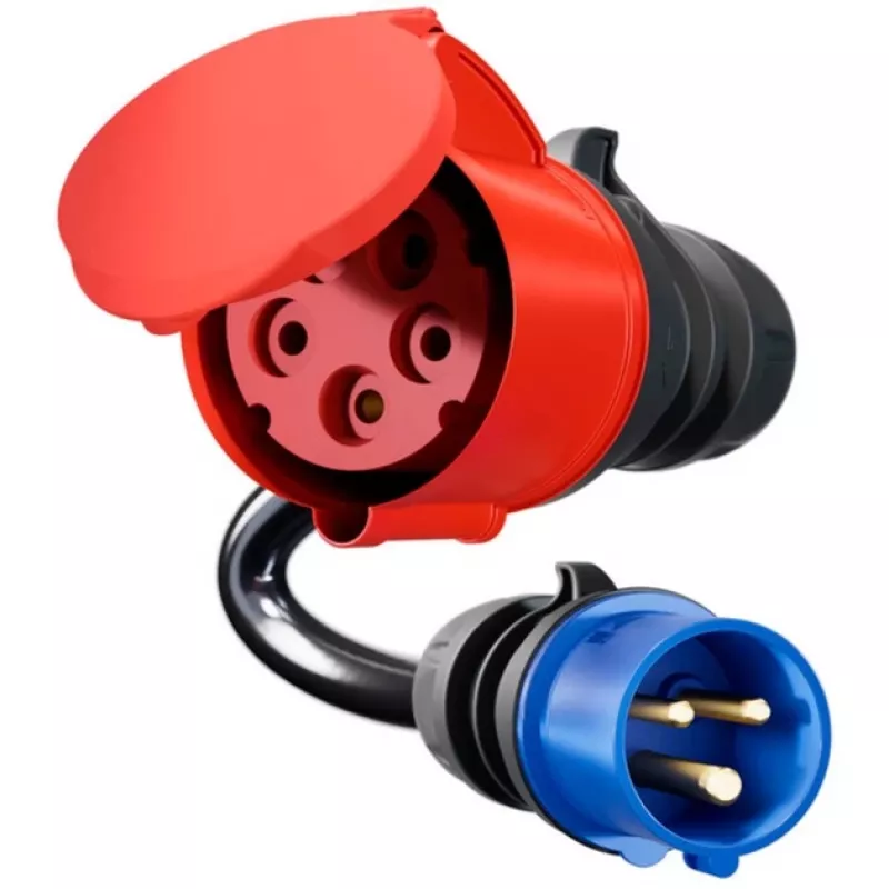 go-e Adapter Gemini flex 22 kW to CEE Blue 16 A - Black - straight - straight - IP55 - 22 kW - 16 A