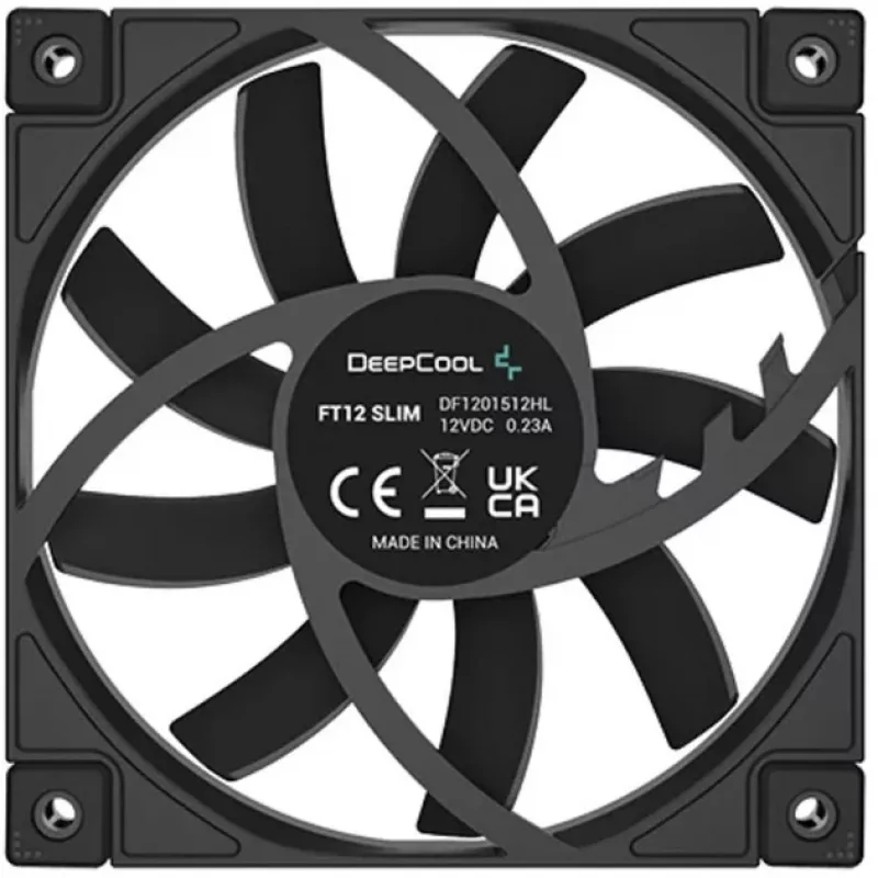 120mm PWM Slim Case Fan DeepCool FT12 Slim — Black, low-profile design, PWM control