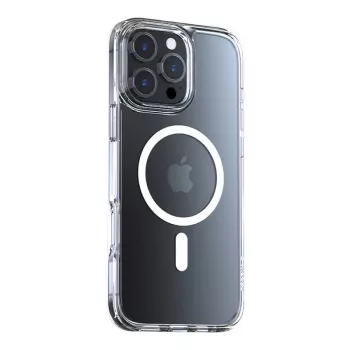 Protective transparent phone case Torras Diamond-Mag for iPhone 16 Pro, magnetic MagSafe-compatible attachment, slim fit