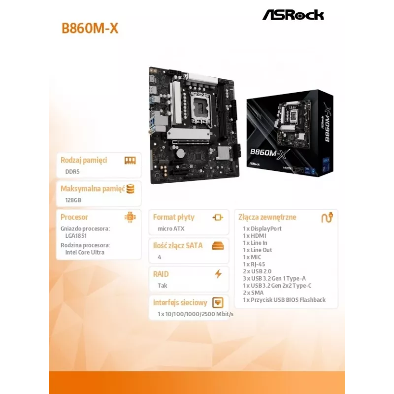Motherboard ASRock B850M-X WiFi AMD B850 Socket AM5 micro ATX