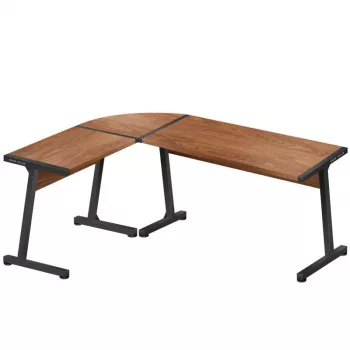 Wooden corner desk mark adler Leader 5.5 WN — particle board top, steel frame, 1470×1120×740 mm
