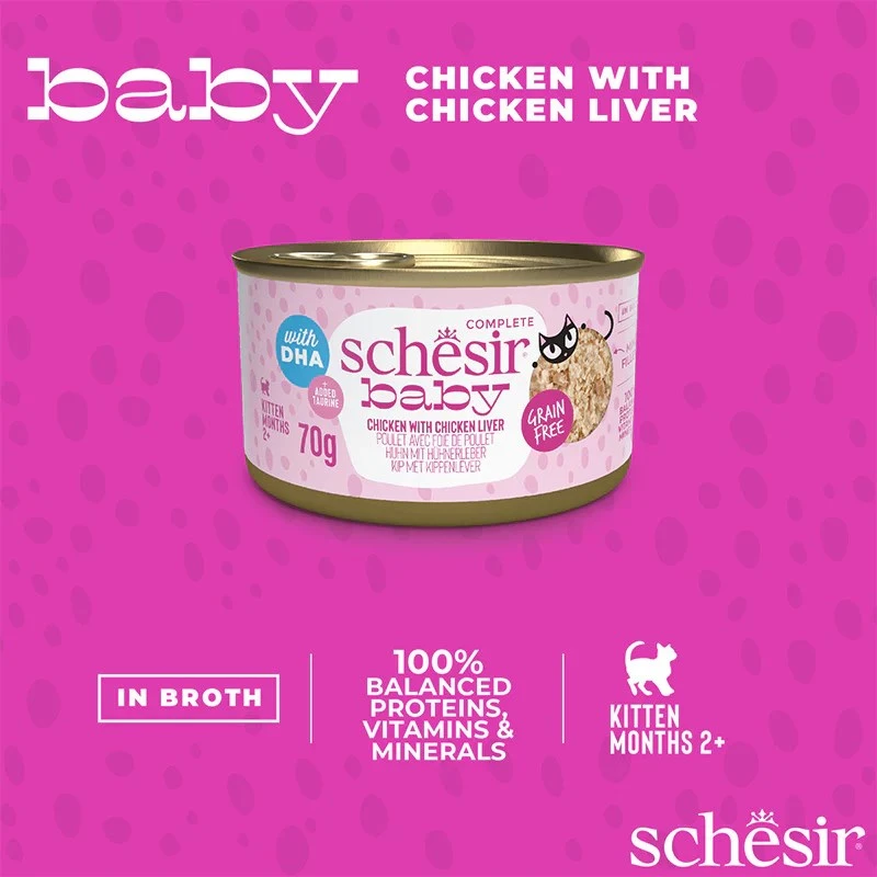 Wet cat food Agras Pet Foods Schesir Baby in Brühe 70 g — chicken, grain-free, for junior cats