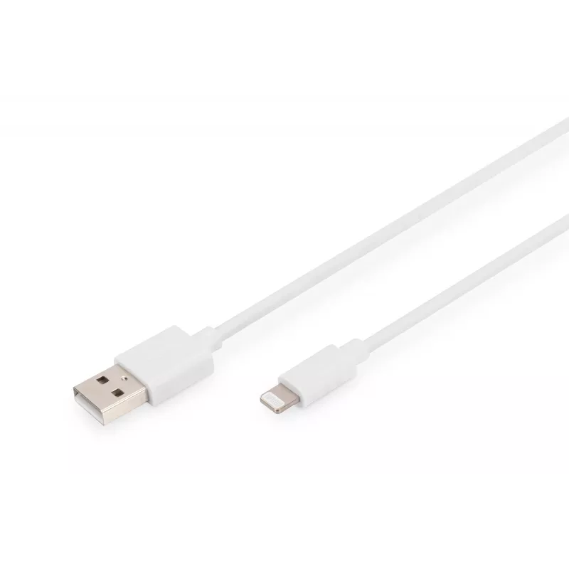 DIGITUS - Lightning-Cable - Lightning (M) to USB (M) - 1,0m - Double Insulation - White - Moulded - for Apple iPad/iPhone/iPod (Lightning) (DB-600106-010-W)