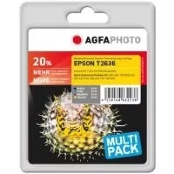 Ink cartridge set AgfaPhoto APET263SETD — Black 14 ml, Cyan/Magenta/Yellow 12 ml, yield 2600 pages (colour)