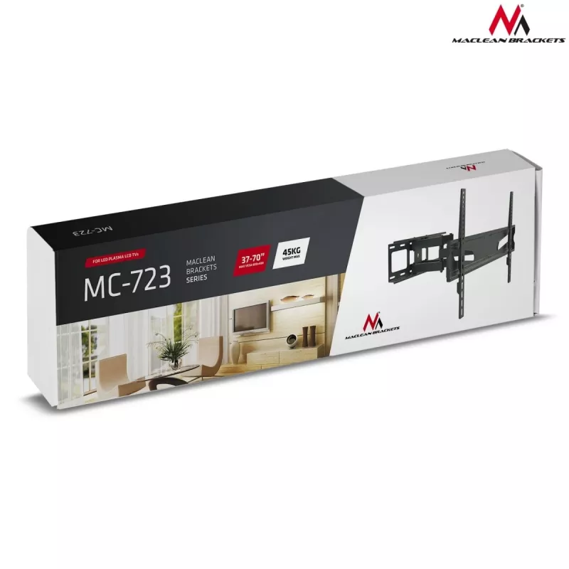 Maclean MC-723 B - wall mount for screen 37-70, 600x400 VESA, for max 40 Kg, black colour