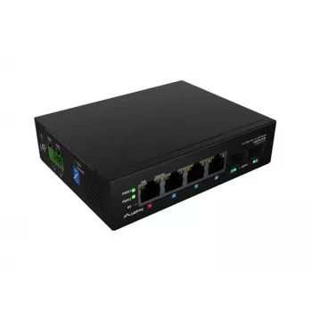 Unmanaged Industrial PoE Switch LANBERG ILGE-4P-2S-90 — 1xBT, 3xAT, 2xSFP, DIN-mount, Gigabit