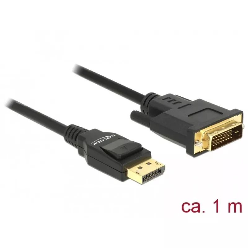 Video Cable Adapter DeLOCK 85312 1m DisplayPort to DVI-D Black